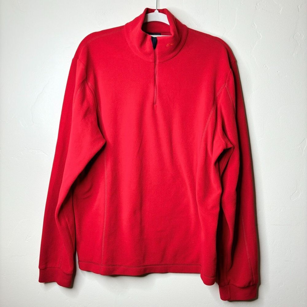 KJUS Jacket Women's‎ L Red Fleece L/S 1/4 Zip Pullover Cozy Warm Fall Winter